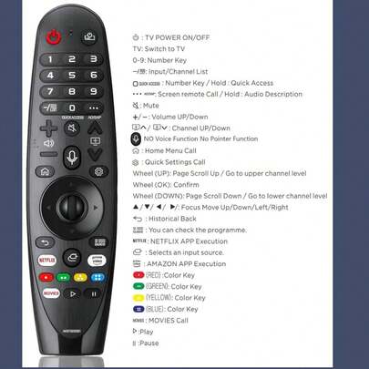 (لا صوت ولا وظيفة مؤشر) جهاز التحكم عن بعد بالأشعة تحت الحمراء AN-MR20GA جديد لأجهزة تلفزيون L*G الذكية لعدة طرازات L*G