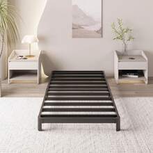 Yicensen - Marco de cama individual de 4 pulgadas de perfil bajo, no necesita somier, marco de cama de plataforma de metal resistente con patas de esquina redondeadas, fácil montaje, sin ruido, negro - 9 pulgadas - Ver 1