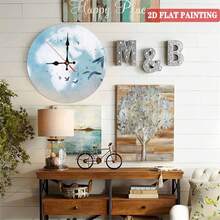 Custom Silent Round Wooden Wall Clock - 10 Inch No-Tick Quartz Movement, MDF Face With Interchangeable Black/White Hands, Peel & Stick Hanger For Bedroom, Office, Cafe