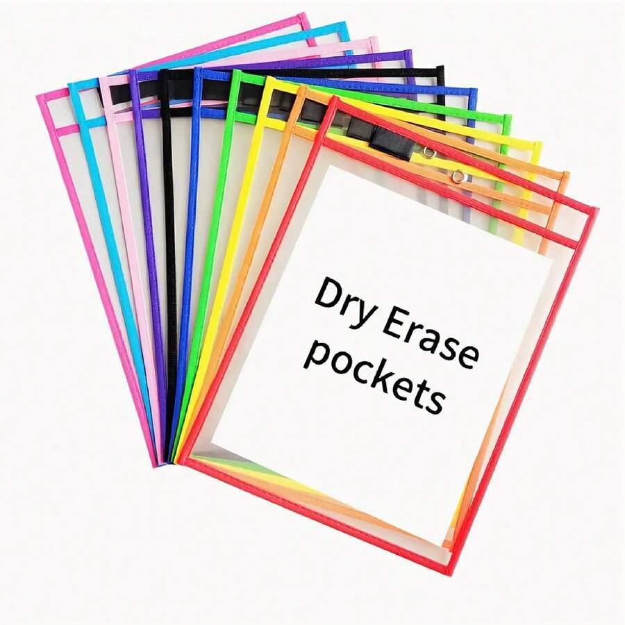 3/6pcs Reusable Dry Wiping Bag, Writing And Wiping Bag, Transparent Plastic Sheet Protector Art Supplies - Perfect For Organizing And Presenting Documents - Multicolor - View 1