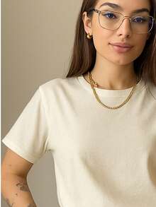Women's T-Shirt Blouse Short Sleeve Premium Mesh Casual Plain Casual - 離開 - 查看 2