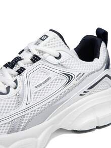 baasploa Women's Thick Sole Sports Shoes, Mesh Running Shoes, Thick Increase Height Sports Shoes, Lightweight Casual Shoes, Retro Shoes, Shock Absorbing Non-Slip Wear-Resistant Soft Bottom Walking Shoes, Fashion Versatile Running Training Shoes, Thick Sole Sports Shoes, Retro Patchwork - 白色 - 查看 8