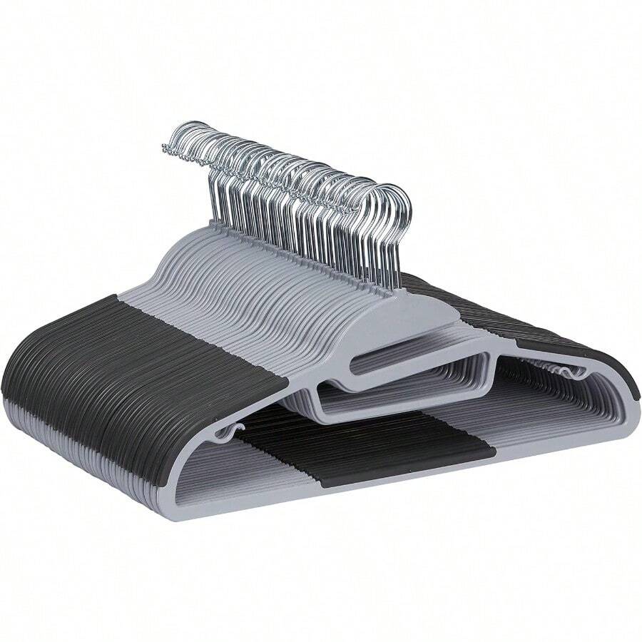 Basics Rubber Coated Plastic Hangers Pack Of 50 Gray