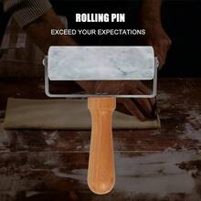 Rodillo de repostera de mrmol con superficie lisa, antiadherente y verstil, con de madera de haya y acero inoxidable, para hornear galletas, pizza, tartas y ms - (Textura 1) - Ver 5