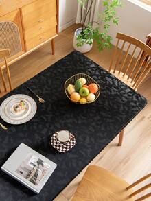 1pc Plain Minimalist Modern Oil-Proof Waterproof Washable Round Tablecloth, Luxury Dining Table Protective Mat - Black - View 6