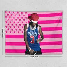 Playboi Rapper Carti American Flag Tapestry. Pink Gift. Easy Hang, Durable. Ideal For Living Room. Bedroom. Man Caves, Dorm Decor. Outdoor Parties. - Pink - View 11