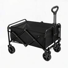 1 pieza Carrito plegable de hierro duradero para camping, carrito de mano plegable práctico y resistente para uso en exteriores, playa, jardín, con gran capacidad, adecuado para senderismo, almacenamiento y viajes, apto para camping, deportes, mercadillos, playa, pesca, barbacoa, picnic, compras, césped y jardinería, fácil de almacenar, sin batería