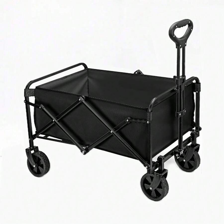 1 pieza Carrito plegable de hierro duradero para camping, carrito de mano plegable práctico y resistente para uso en exteriores, playa, jardín, con gran capacidad, adecuado para senderismo, almacenamiento y viajes, apto para camping, deportes, mercadillos, playa, pesca, barbacoa, picnic, compras, césped y jardinería, fácil de almacenar, sin batería