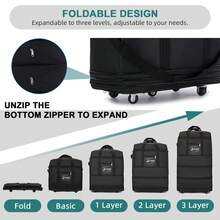 2PCS Expandable Foldable Luggage Bag, Heavy Duty 600D Waterproof Oxford Cloth Duffel Bag, 32"/42" Travel Bag With Removable Wheels For Men Women Large Capacity Lightweight Luggages - 黑色 - 查看 4