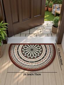 1 pièce Tapis de porte moderne lavable de style européen vintage, motif bohème asymétrique. Convient pour la chambre, l'entrée et le salon. Doux, durable, antidérapant, lavable en machine. Tapis de cuisine, convient pour le vestibule, la chambre et le bureau. Décoration de festival, automne/hiver, décoration de Thanksgiving