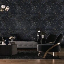 [ 2025 New Edition ] 1 Piece Of Thickened Starry Night Wallpaper Roll -17.7x118.1 Inches, Detachable Waterproof Self-Adhesive Wallpaper, Deep Blue With Golden Stars, Very Suitable For Bedroom, Living Room, Dining Room And Furniture Renovation, Bedroom Decoration - 彩色 - 查看 9