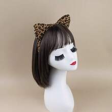 新款时尚表演动物头带，豹纹猫黑猫头带套装，个性化派对表演可爱蓬松豹猫耳朵头带组合 - 彩色 - 查看 4