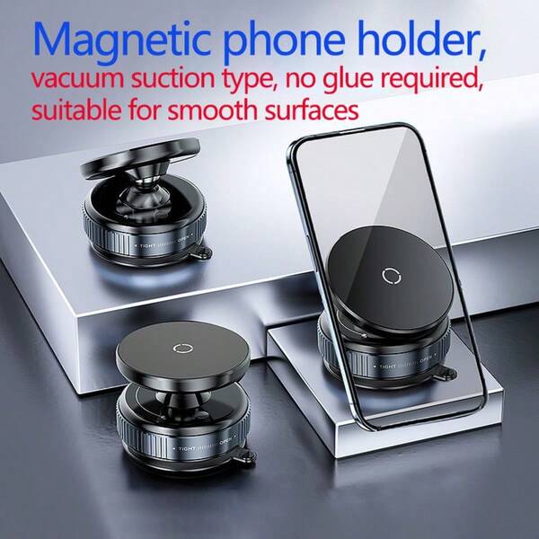 1pc Popular Car Multi-Functional Vacuum Magnetic Mobile Phone Stand Suction Cup Instrument Panel Glass Smooth Surface Electronic Products Screen Vacuum Magnetic Stand Slouchy Wall Rotating Mobile Phone Stand Suitable For Office Car Home Venue Compatible With IPhone, Android Phone, Gift For Birthday, Family, Friends Car Accessories, Car Phone Holder