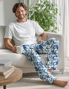 Mens Pajama Pants, Soft Lounge Sleep Pants With Pockets Lightweight Long Pajama Bottoms For Menhalloween - Shark - View 8