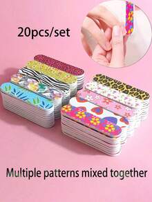 50pcs Dual-Sided Durable Portable Mini Nail Files, Suitable For Natural And Artificial Nails, Compact Colorful Design For Manicure & Pedicure