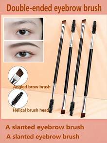 2pcs Professional Dual-Ended Eyebrow Brush, Makeup Artist Eyebrow Pencil, Spiral Brow Brush, Flat Makeup Brush, Women Eyebrow Brush, Makeup Tools, Makeup Artist Essential - Multicolor - View 5