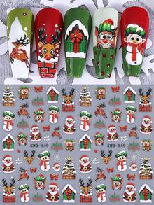 ملصقات أظافر كرتونية ثلاثية الأبعاد 5D، 2 قطعة، زينة عيد الميلاد بتصاميم كيوت لحيوانات الغزلان وبابا نويل والثلج والشجرة والرجل الثلجي والقوس والغزلان، ديكورات جل للأظافر وصالونات التجميل، ملصقات شتوية لعيد الميلاد والسنة الجديدة