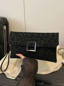 Bolso de mano de mujer, bolso cuadrado pequeño con estampado de leopardo de moda, bolso de solapa - Multicolor - Ver 12