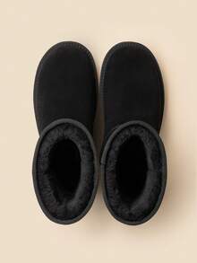 Men's Cozy Suede Boots Winter Warm Faux Fur Lined Cold Weather Outdoor Comfort Ankle Boots - màu đen - Xem 3