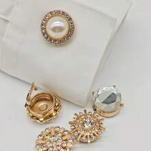 1/3/5pcs Shirt Buttons, Invisible Detachable Buttons, Rhinestone Covered Cuff Buttons For Women Clothing Decoration