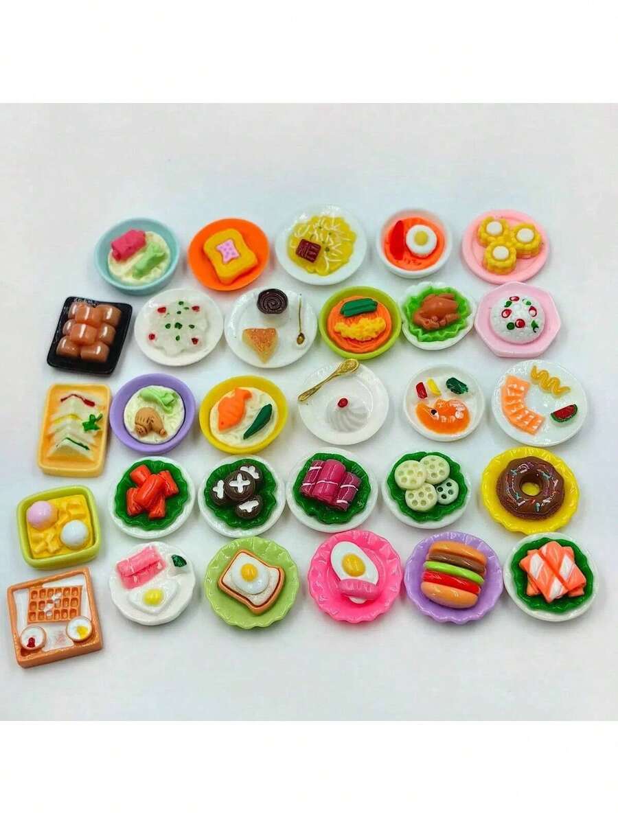 20 piezas (bolsa ciega aleatoria) Comida mixta, juguetes de snacks de simulación creativos, accesorios de resina, adecuados para diversos regalos de fiesta, regalos de Navidad, artilugios