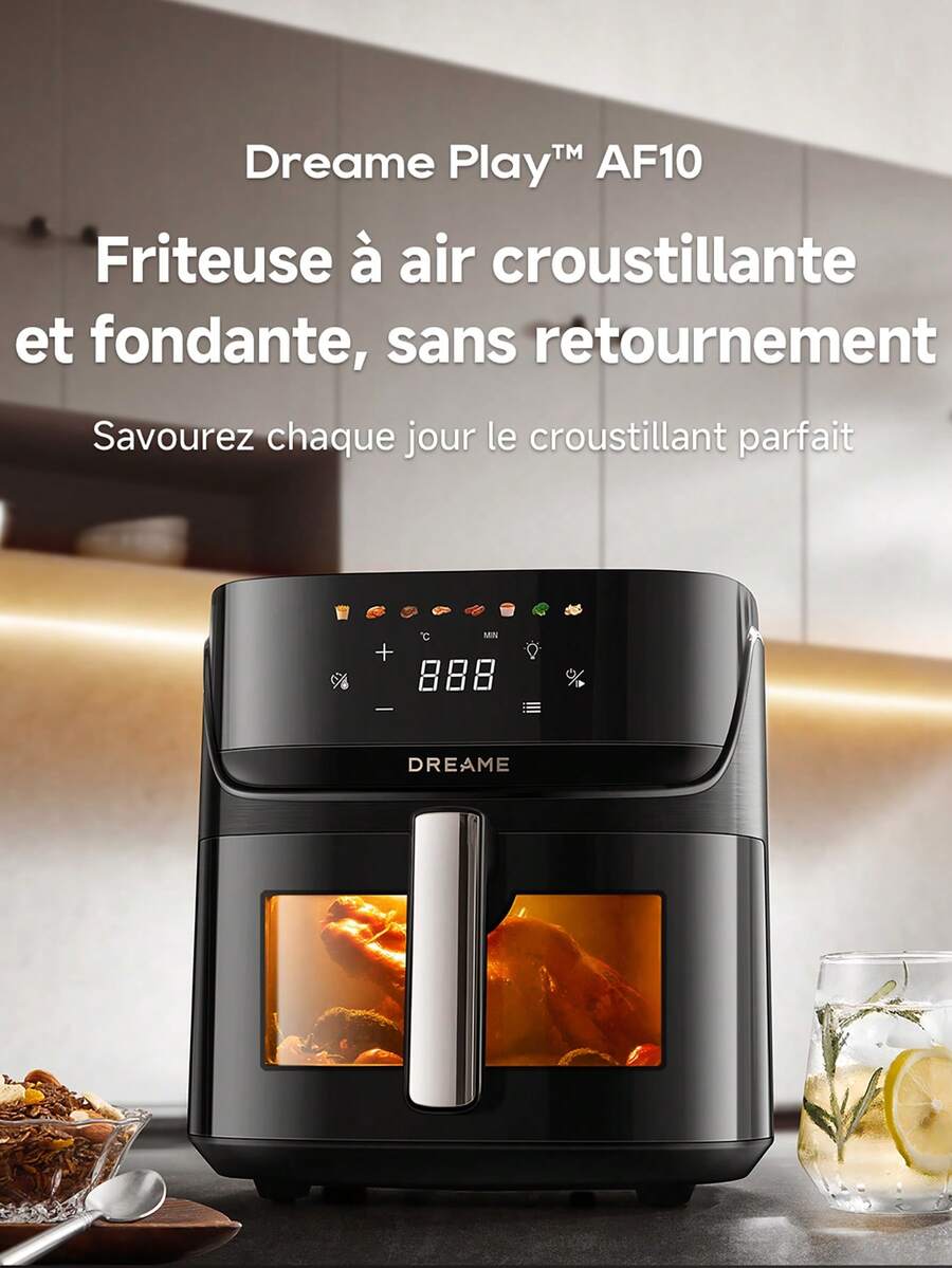 Dreame Air Fryer With Visible Window 7.6L,Dual-Source Cyclonic™ Heating * Steam Infusion Technology , Fast, 8-In-1 Presets,Family Size Healthy Oil Free Cooking, LED Touch Control, +1 Minute Button,2800W Power - EU C Type Plug(220-240V) - View 1