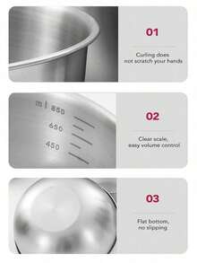 Powcan Stainless Steel Mixing Bowl Set, 3-Piece Nesting Bowls For Cooking, Baking, Salad, And Meal Prep | Stackable Design, Easy To Clean, Durable And Versatile For Kitchen Use - Silver-3-piece Set - View 4