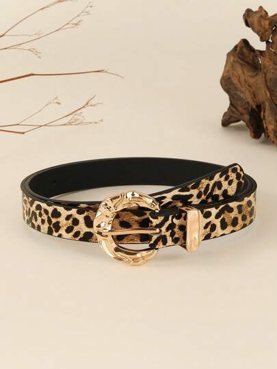 1条女士优雅手工奢华豹纹休闲PU皮时尚简约腰带，适合搭配T恤/连衣裙/牛仔裤/短裤，日常穿着、办公场合、节日礼物