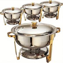 5L Capacity Stainless Steel Buffet Chafing Dish, Full Set Heating Plates, Premium Buffet Warmer, Suitable For Party, Wedding, Catering Events, Graduation - Silver - View 13