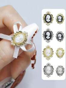 10 قطعة من الإكسسوارات الصغيرة البيضاوية ثلاثية الأبعاد للفتيات، ديكورات أظافر مخصصة تتميز بتصاميم معقدة من الذهب والفضة واللؤلؤ الأبيض وتصاميم الرؤوس الجميلة، كل قطعة مصنوعة بعناية فائقة لإضافة لمسة من الأناقة والجاذبية لأي إبداع في فن الأظافر. تم تصميم هذه الأحجار الكريمة للاستخدام المهني في صالونات الأظافر والمشاريع الشخصية DIY في المنزل