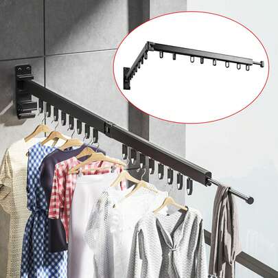 Folding Clothes Hanger, Wall-Mounted Clothes Hanger Rack, Retractable Clothes Drying Rack