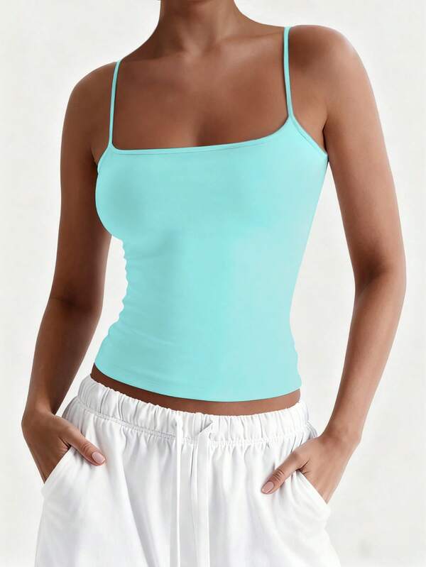 XLLAIS Sexy Backless Women's Camisole Elastic Casual Spaghetti Strap Top