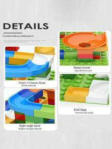 130pcs/170pcs/260pcs/340pcs Children Large Building Blocks Toys, Early Education Stacking Puzzle Marble Run Playset, Birthday Gift For Boys And Girls - Multicolor - View 4