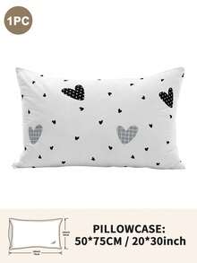 1pc/2pcs/4pcs Black And White Heart Pattern Pillow Cover Set (Pillow Inner Not Included), Soft & Comfortable, Suitable For All Seasons
