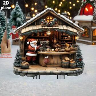 Estatua de Acrilico de Santa Claus para Decoración de Jardín, Adecuada para Decoración Navideña al Aire Libre, Placa de Decoración de Jardín de Acrílico, Resistente al Agua y a los Arañazos, Decoración Multifuncional para Interiores/Exteriores, Adecuada para Patio y Césped, Apta para Diversos Tipos de Habitaciones, Ideal para Navidad, Año Nuevo, Pascua, Día de San Patricio, Día de San Valentín, Sin Necesidad de Electricidad