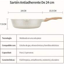 Sartenes Antiadherentes, SartéN De Chef De Piedra De Granito,Sartenes De Ceramica Con De Baquelita Bateria De Cocina - Blanco - Ver 2