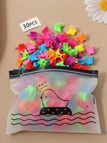 30个女生小发夹七彩蝴蝶发夹莫兰迪色小夹子刘海夹颜色随机发爪夹发夹发夹抓发夹爪夹秋冬发夹发饰女度假装女