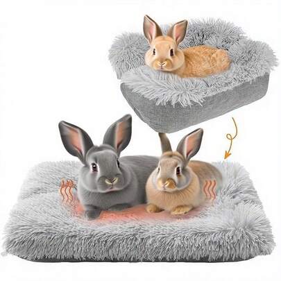 1pc Foldable 2-In-1 Rabbit Plush Warm Sleeping Nest, Soft Long Fur Pet Bed Mat For Small Pets/Cats, Suitable For Autumn/Winter