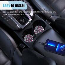2PCS Bling Car Cup Coasters, 2.69 Inch Crystal Rhinestone Drink Car Cup Mat, Anti Slip Shockproof Cup Holder Insert Coaster, Universal Car Decoration Cup Pad Accessories For Women (Colorful) - Màu tím - Xem 5
