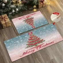 1 pieza Alfombra antideslizante con diseño de árbol de Navidad, alfombra antideslizante de fibra súper, adecuada para decoración de fiesta navideña, cocina, baño, comedor, dormitorio, puede ser un regalo de Navidad