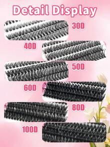 600pcs Mixed 30D+40D+50D+60D+80D+100D Eyelash Extension Kit, DIY Eyelash Extension Set, Individual Lash Cluster, D Curl Eyelash Extension Kit, Includes Adhesive, Sealant And Eyelash Extension Tools, Suitable For Daily Use, Parties, Travel Or As Gifts For Family And Friends - 黑色 - 查看 6