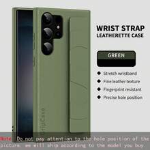 غطاء هاتف بسير معصم من نسيج جلدي لهواتف سامسونج S22/S23/S24/S25 بلس/ألترا، غطاء واقي للهاتف بتصميم بسيط مناسب للجنسين