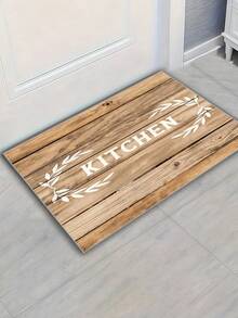 1/2/3 Pcs/Set Farmhouse Style Kitchen Mat, Non-Slip Rug With Printed Wooden Board And Olive Branch Design, Suitable For Home Use