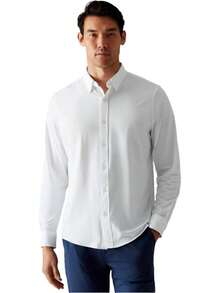 Men's Commuter Shirt, Performance Dress Shirts For Men, Machine Washable, Wrinkle Resistant, Slim Fit Button Down Shirthalloween - Business White - View 7