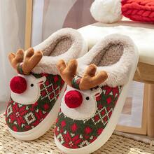 1pc Christmas Thermal Slippers, Cute Reindeer Design Unisex Warm Indoor Anti-Slip Slippers For Men And Women, Winter Insulation, Galentines, Puppy, Carnival, Shoe, Spring Summer Picks, Brides Maid Gifts, Room, Bedroom Decor, Bedroom Decor, Beach, Travel, For Men, For Women, Vacation - Multicolor - View 11