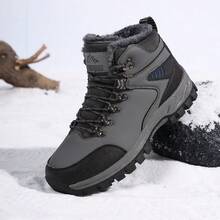 Chaussures de sport décontractées pour hommes, tige  avec doublure , chaussures d'hiver chaudes à tige haute, bottes de randonnée