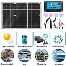 DAINUO 60W Panel solar exterior para acampar, senderismo, pesca en el mar, ciclismo, teléfono móvil, linterna, almacenamiento - 1 juego