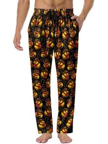 Mens Pajama Pants, Soft Lounge Sleep Pants With Pockets Lightweight Long Pajama Bottoms For Menhalloween - 牛仔鴨 - 查看 1