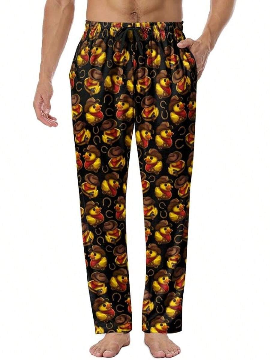 Mens Pajama Pants, Soft Lounge Sleep Pants With Pockets Lightweight Long Pajama Bottoms For Menhalloween - 牛仔鴨 - 查看 1