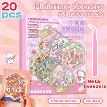 1 Libro de Pegatinas de Escenas en Miniatura, Incluye 20 Escenas Diferentes, Viene con Pinzas de Metal, Serie Sunny Town DIY Libro Decorativo de Pegatinas - Multicolor - Ver 14